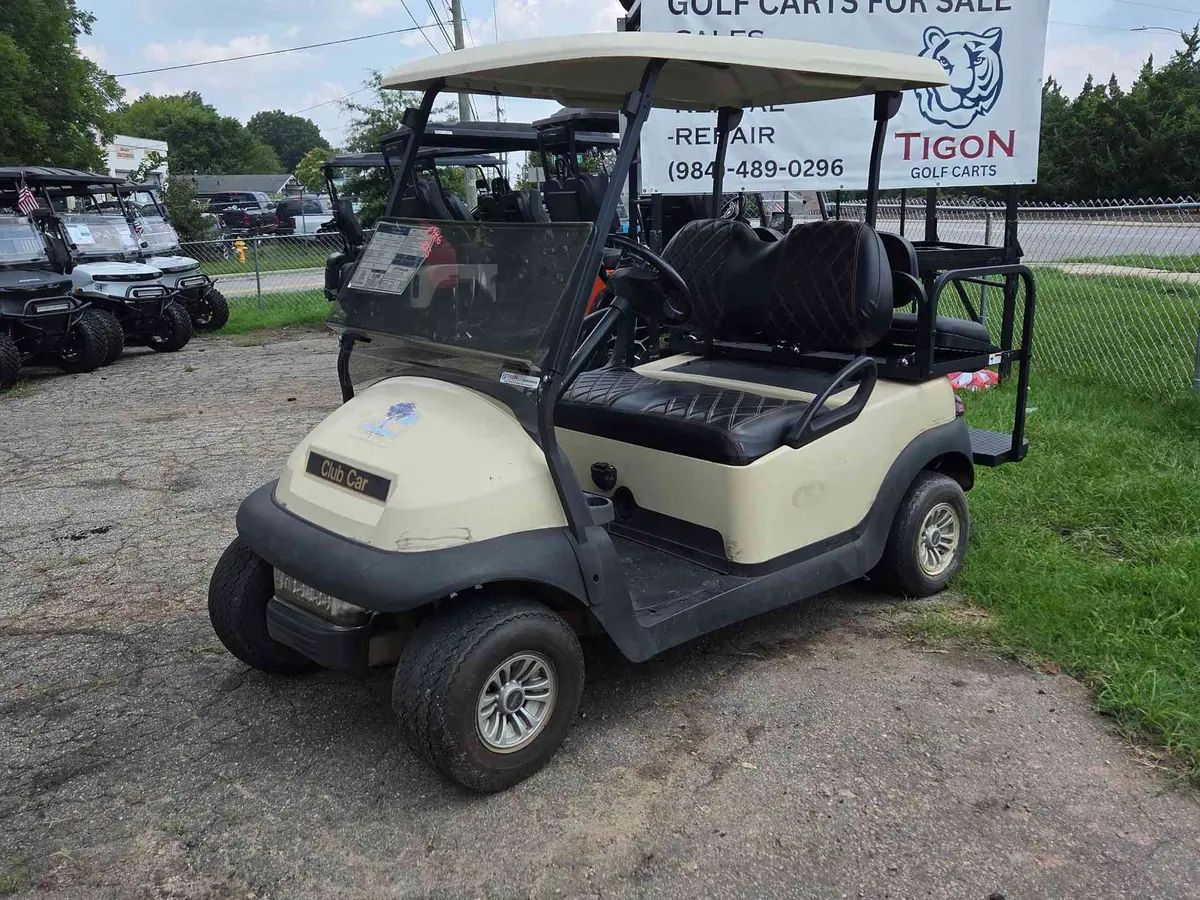 Used beige electric 2015 Club Car Precedent golf cart for sale in Raleigh, NC