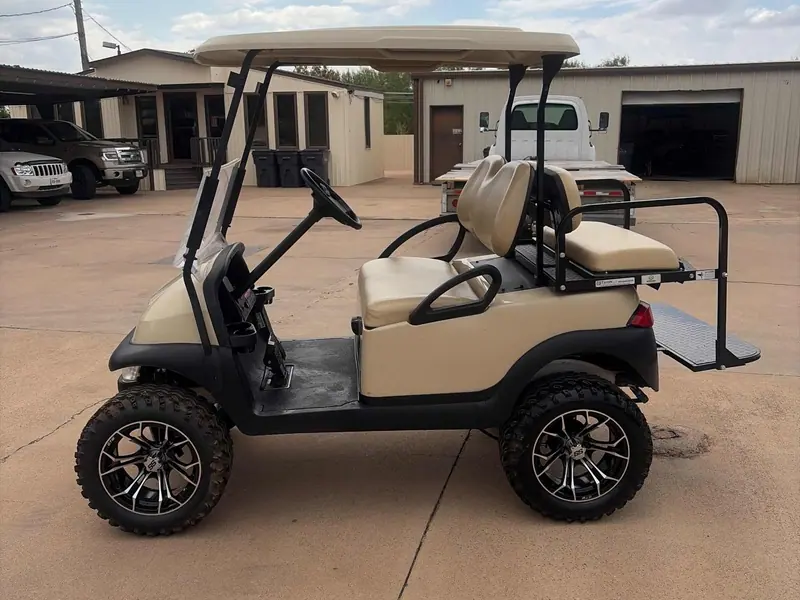 Used beige electric 2018 Club Car Precedent lifted golf cart for sale in Wichita Falls, TX — photo 2