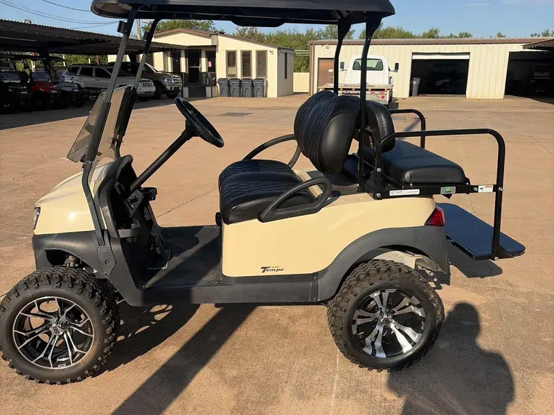 Used beige electric 2020 Club Car Tempo lifted golf cart for sale in Wichita Falls, TX — photo 2
