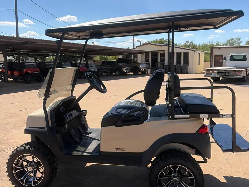 Used beige electric 2020 Club Car Tempo lifted golf cart for sale in Wichita Falls, TX — photo 2