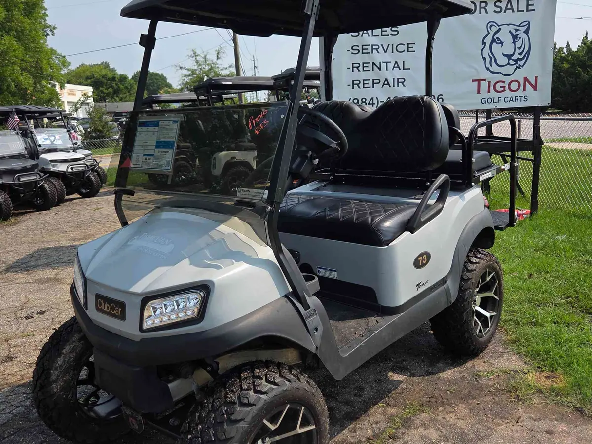 Used gray electric 2020 Club Car Tempo lifted golf cart for sale in Raleigh, NC