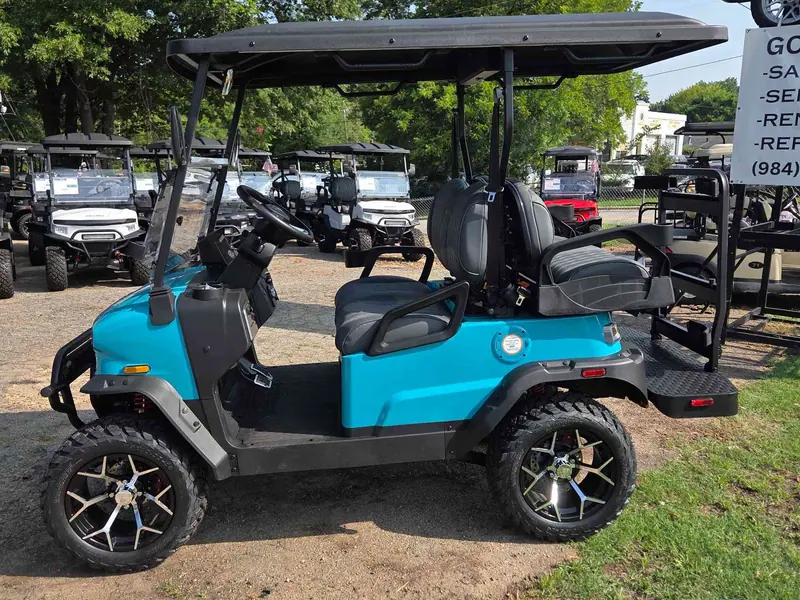New aqua electric 2026 Denago Nomad XL lifted golf cart for sale in Raleigh, NC — photo 2