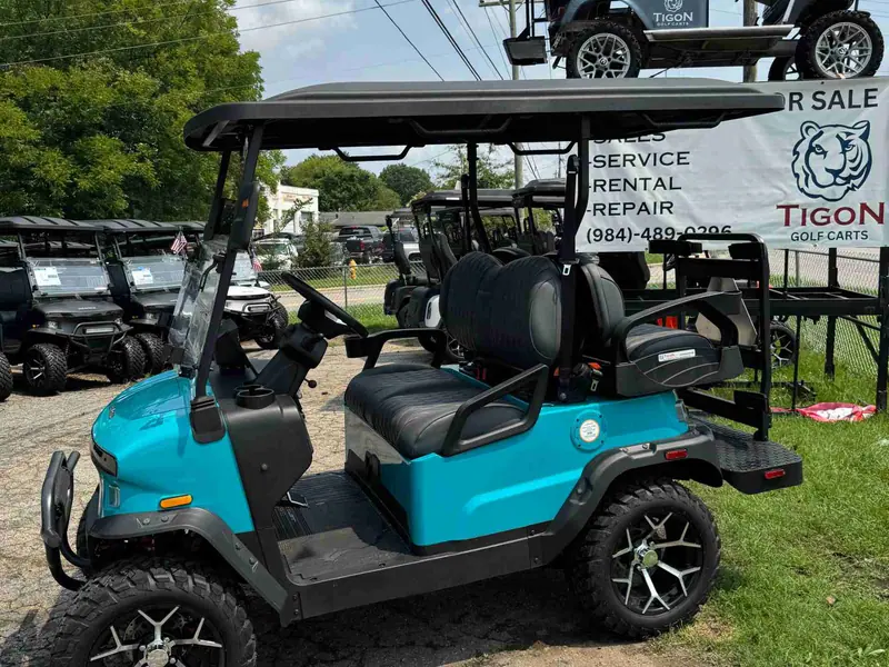 New aqua electric 2026 Denago Nomad XL lifted golf cart for sale in Raleigh, NC — photo 2