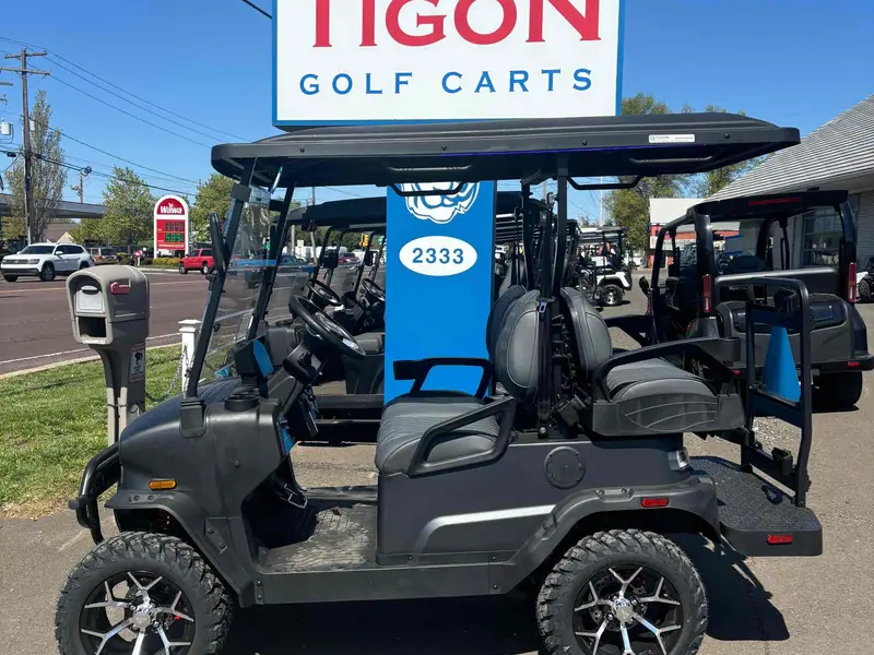 New matte black electric 2026 Denago Nomad XL lifted golf cart for sale in Hatfield, PA — photo 2