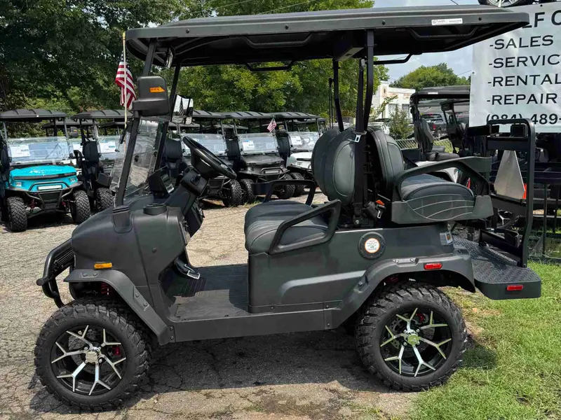 New matte black electric 2026 Denago Nomad XL lifted golf cart for sale in Raleigh, NC — photo 2