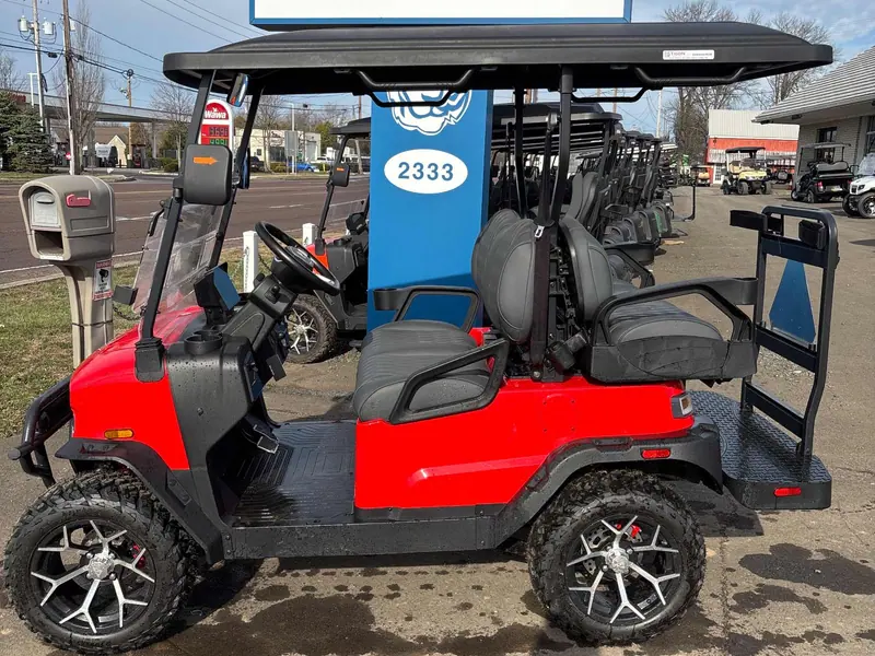 New red electric 2026 Denago Nomad XL lifted golf cart for sale in Hatfield, PA — photo 2