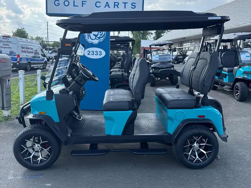 New aqua electric 2026 Denago Rover XL lifted golf cart for sale in Hatfield, PA — photo 2