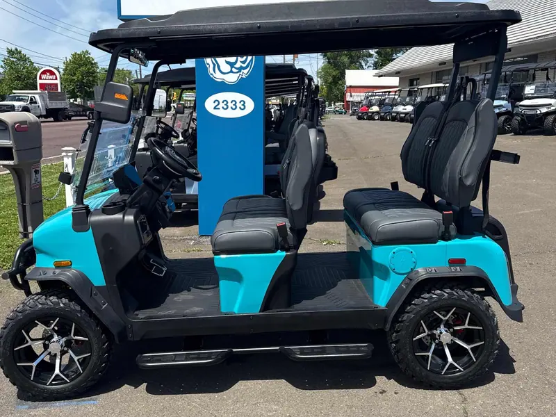 New aqua electric 2026 Denago Rover XL lifted golf cart for sale in Hatfield, PA — photo 2