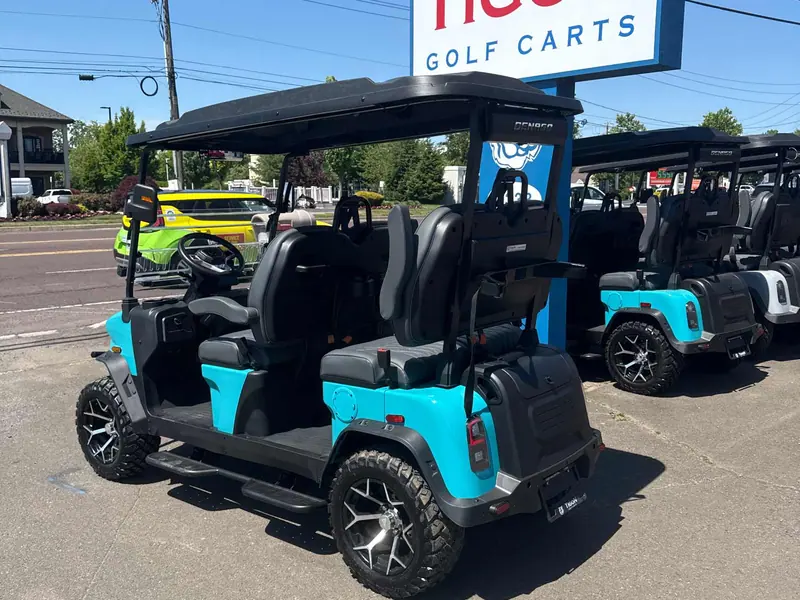 New aqua electric 2026 Denago Rover XL lifted golf cart for sale in Hatfield, PA — photo 3
