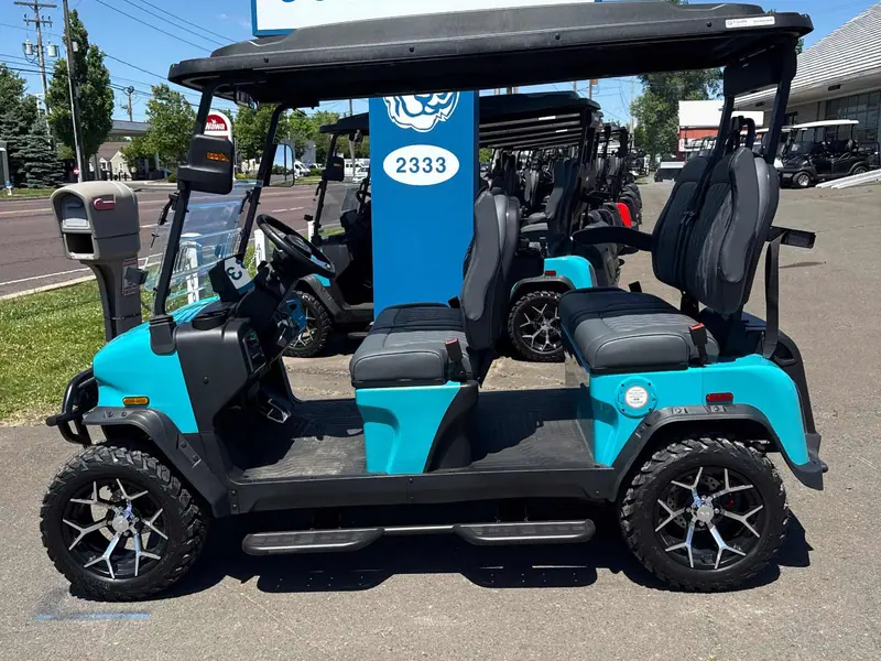 New aqua electric 2026 Denago Rover XL lifted golf cart for sale in Hatfield, PA — photo 2