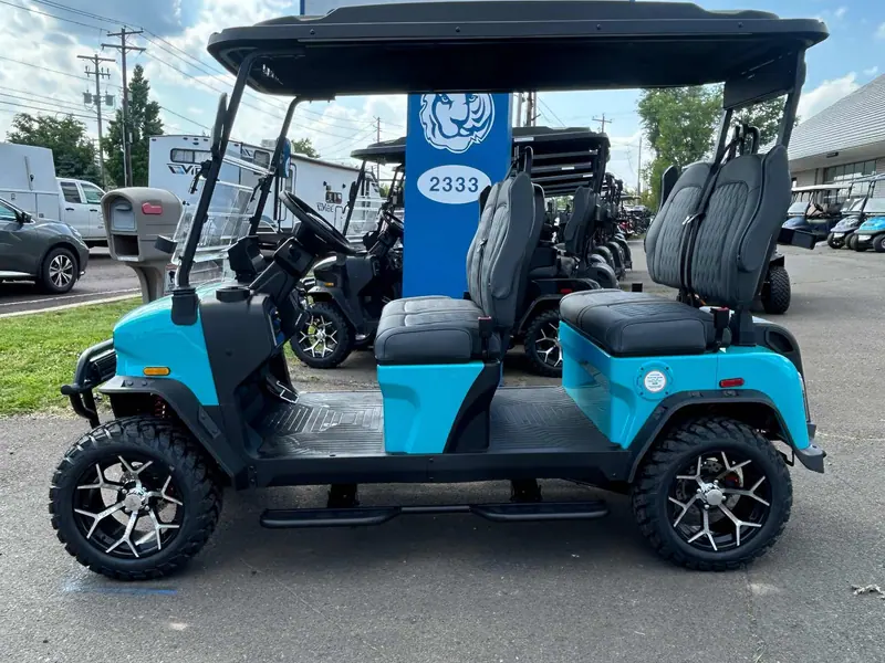 New aqua electric 2026 Denago Rover XL lifted golf cart for sale in Hatfield, PA — photo 2