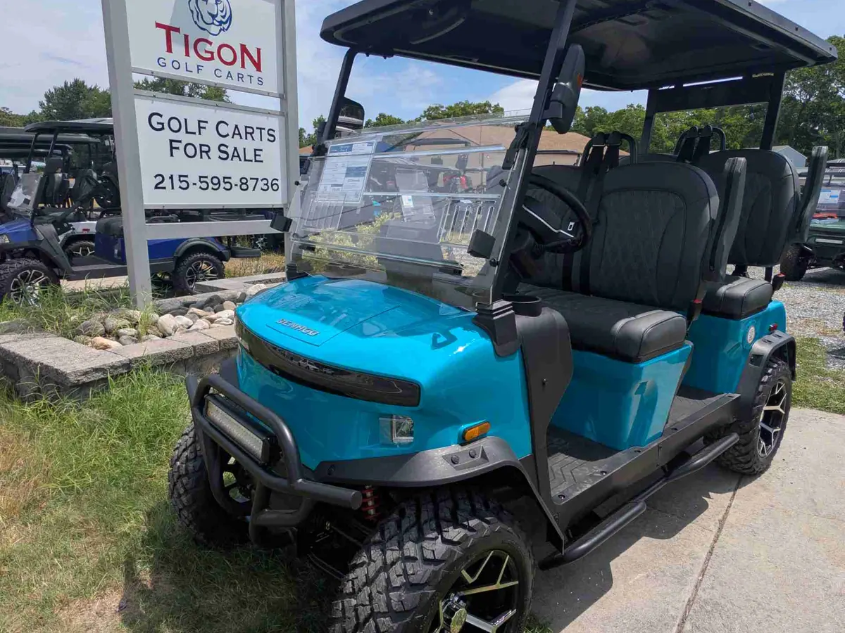 New aqua electric 2026 Denago Rover XL lifted golf cart for sale in Ocean View, NJ