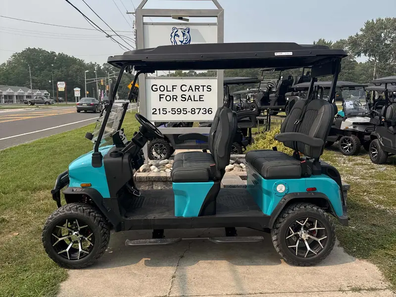 New aqua electric 2026 Denago Rover XL lifted golf cart for sale in Ocean View, NJ — photo 2