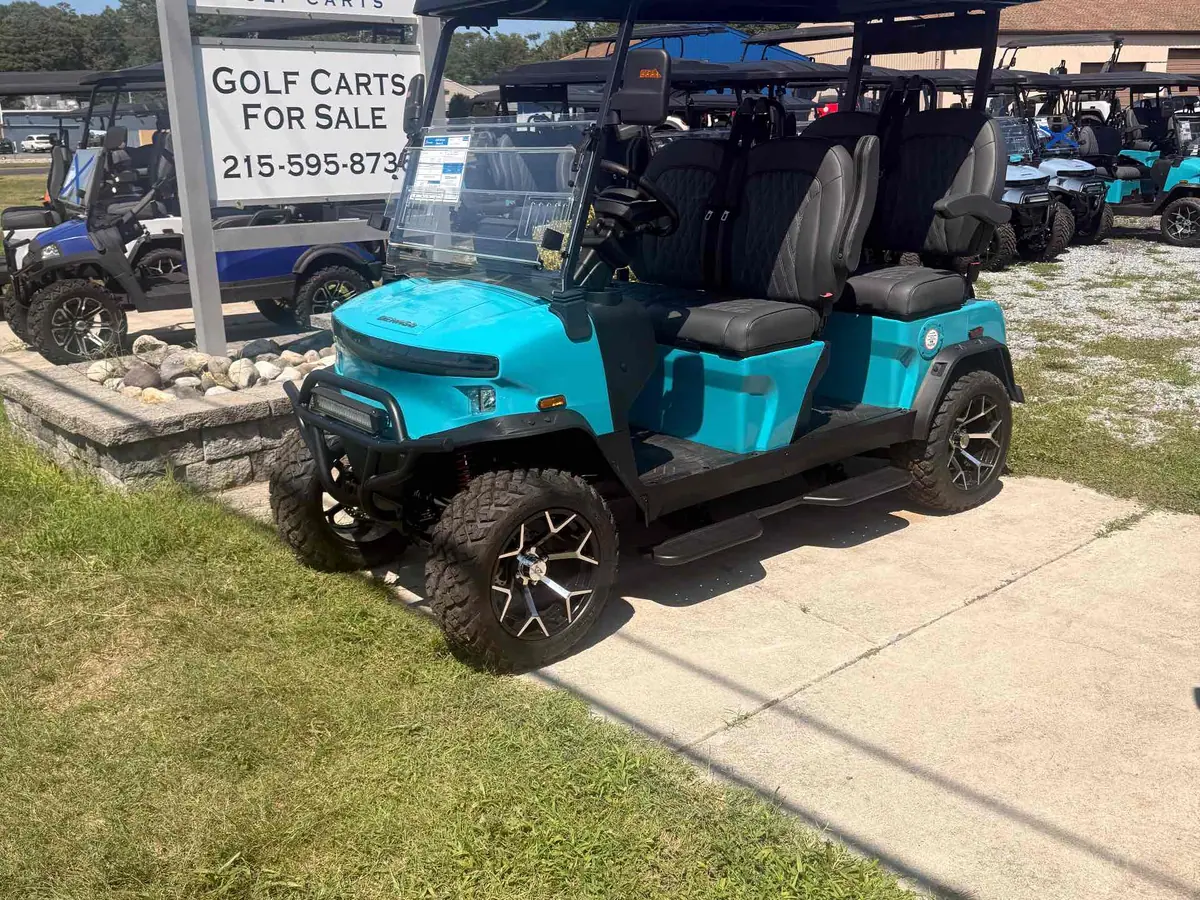 New aqua electric 2026 Denago Rover XL lifted golf cart for sale in Ocean View, NJ