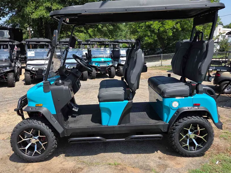 New aqua electric 2026 Denago Rover XL lifted golf cart for sale in Raleigh, NC — photo 2