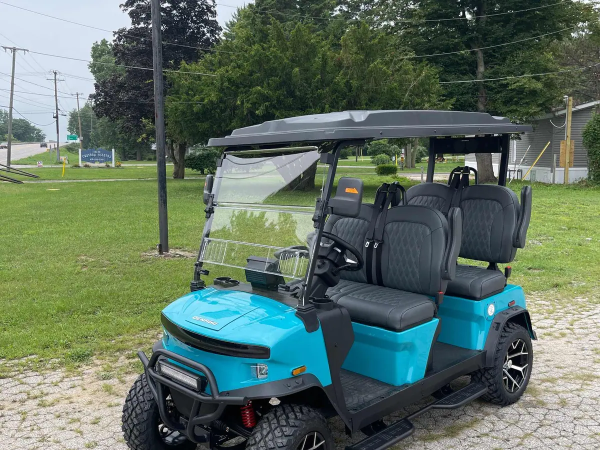 New aqua electric 2026 Denago Rover XL lifted golf cart for sale in Swanton, OH