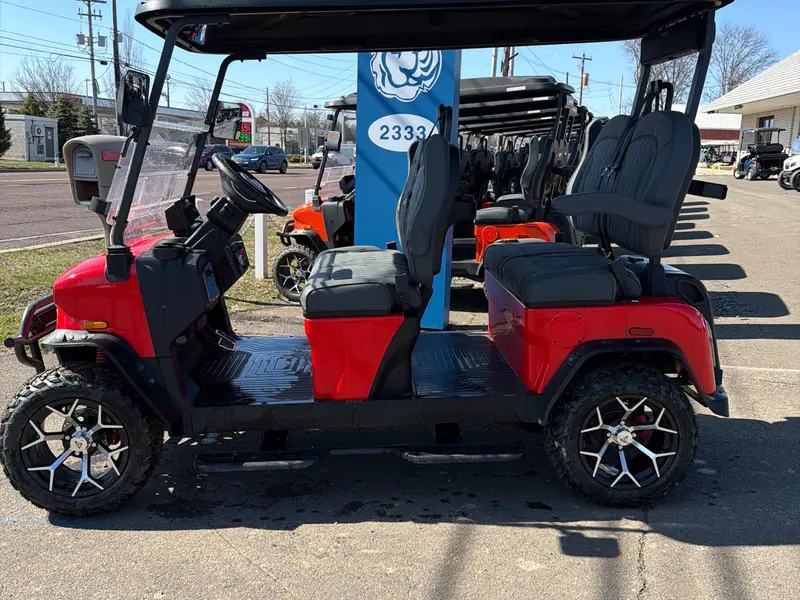 New scarlet electric 2026 Denago Rover XL lifted golf cart for sale in Hatfield, PA — photo 2