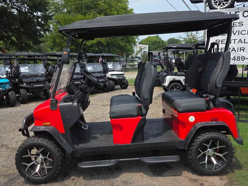 New scarlet electric 2026 Denago Rover XL lifted golf cart for sale in Raleigh, NC — photo 2