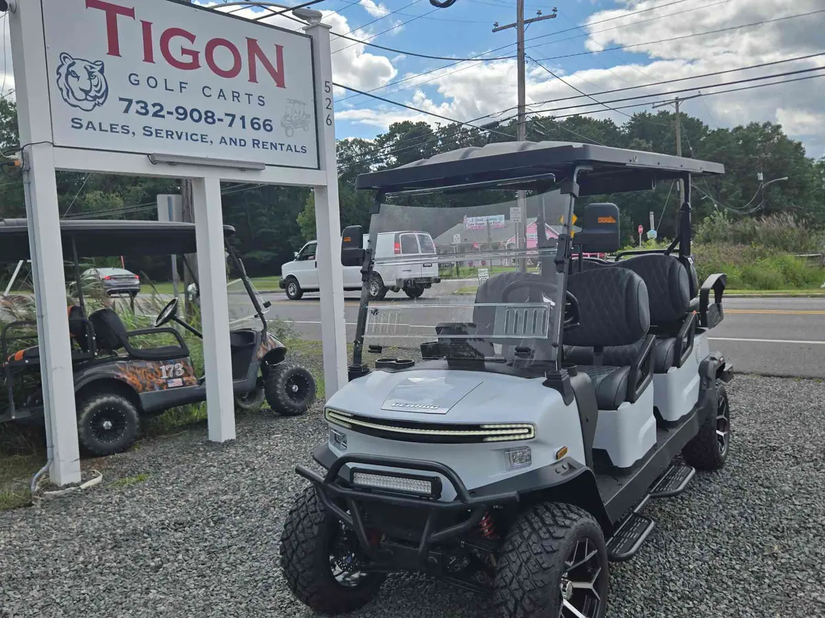 New matte white electric 2026 Denago Rover XL6 lifted golf cart for sale in Waretown, NJ