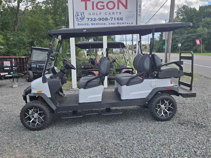 New matte white electric 2026 Denago Rover XL6 lifted golf cart for sale in Waretown, NJ — photo 2