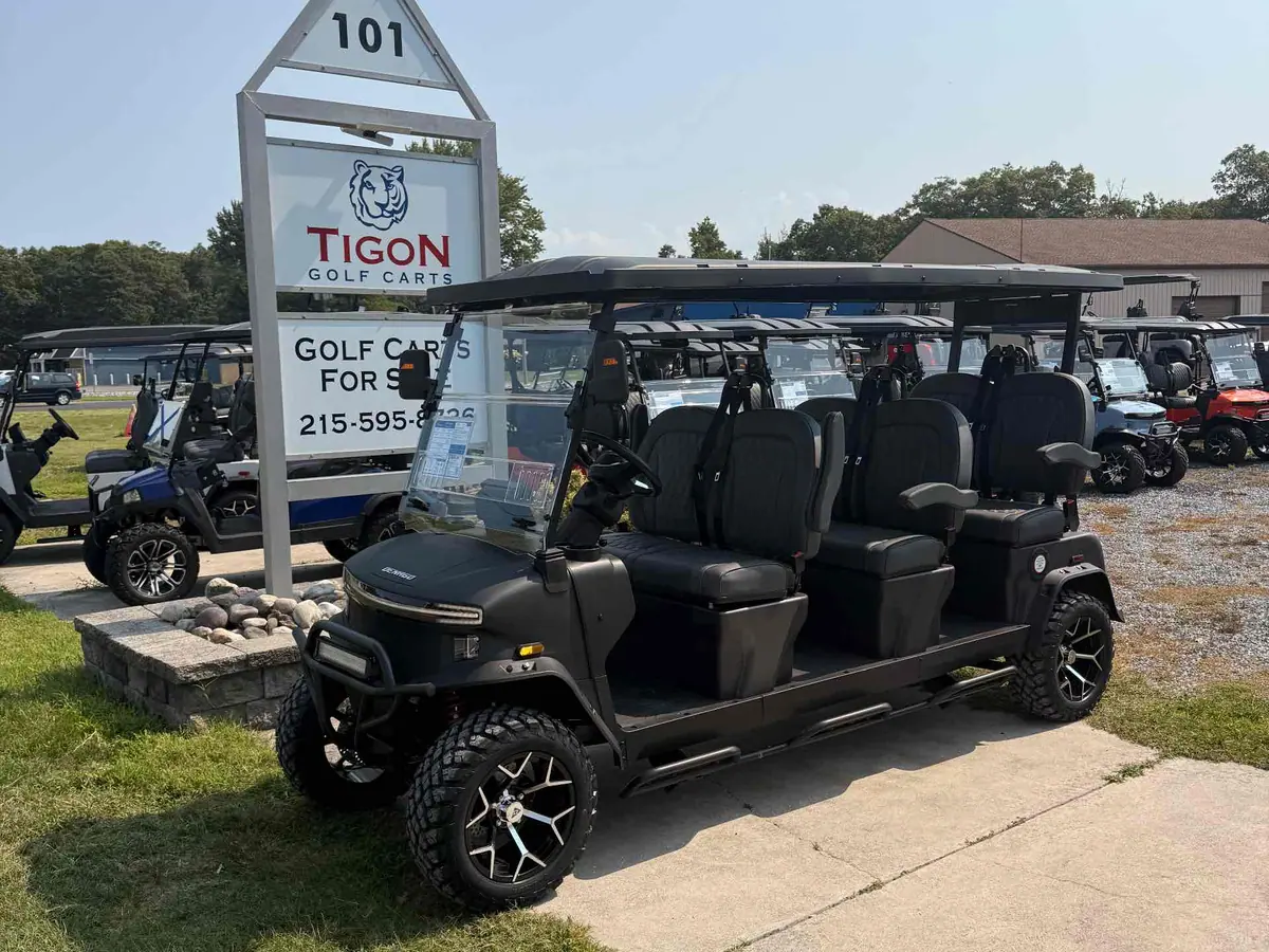 New matte black electric 2026 Denago Rover XXL lifted golf cart for sale in Ocean View, NJ