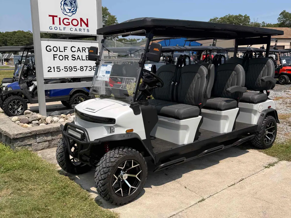 New matte white electric 2026 Denago Rover XXL lifted golf cart for sale in Ocean View, NJ