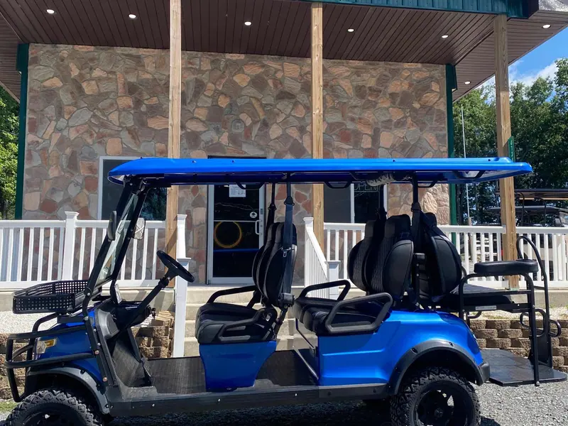 New light blue electric 2023 Epic E60L lifted golf cart for sale in Long Pond, PA — photo 2