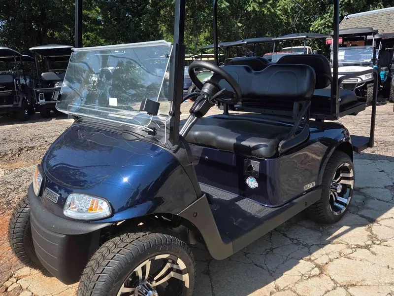 Used blue electric 2021 EZGO RXV golf cart for sale in Raleigh, NC — photo 2