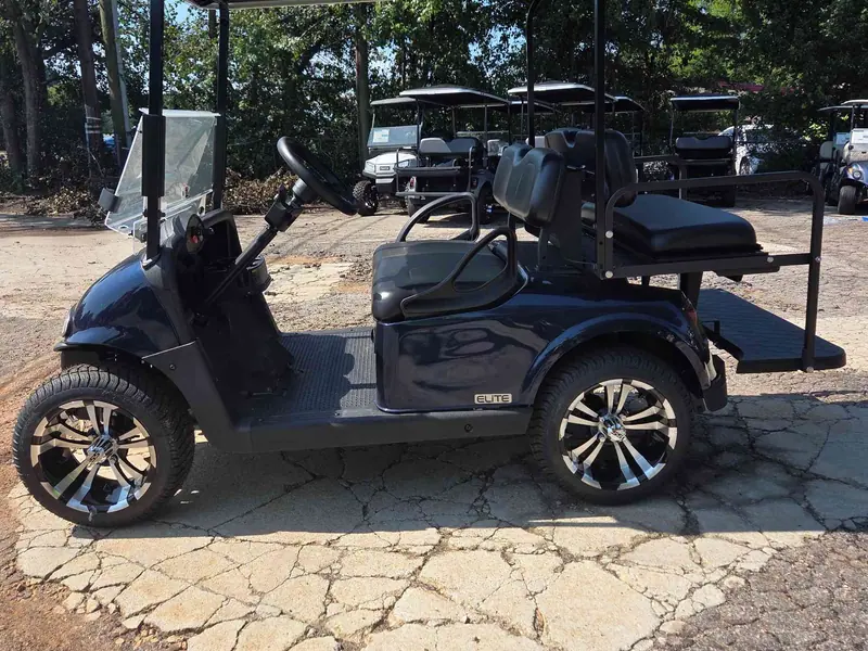 Used blue electric 2021 EZGO RXV golf cart for sale in Raleigh, NC — photo 3