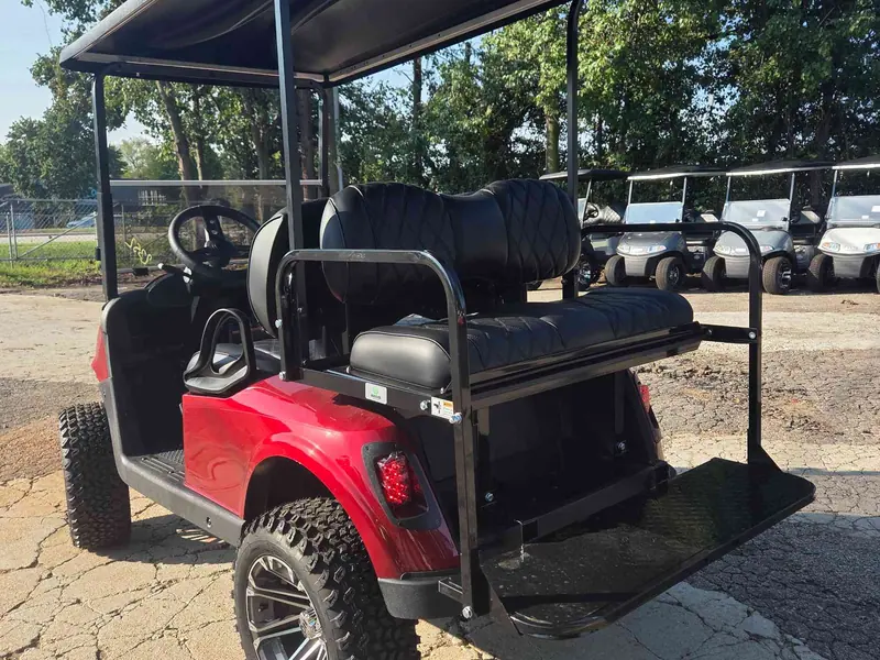 Used red electric 2021 EZGO RXV lifted golf cart for sale in Raleigh, NC — photo 4
