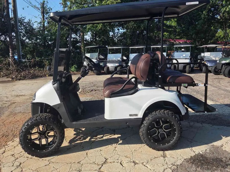 Used white electric 2021 EZGO RXV lifted golf cart for sale in Raleigh, NC — photo 3