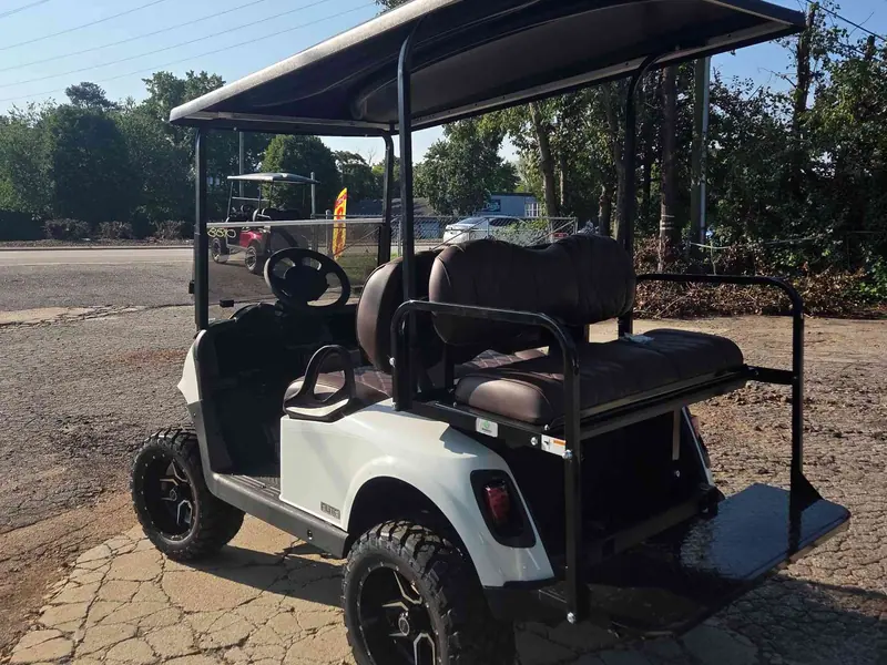 Used white electric 2021 EZGO RXV lifted golf cart for sale in Raleigh, NC — photo 4