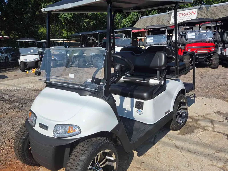 Used white electric 2021 EZGO RXV golf cart for sale in Raleigh, NC — photo 2